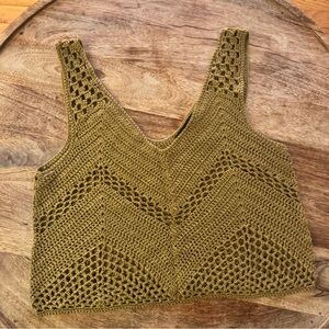 Olive Green Crochet Women's Top size S